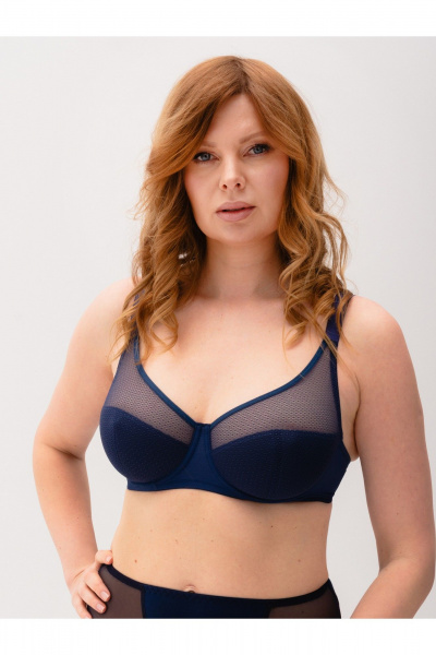 Классический бюстгальтер из сетки из эластаном Frank&Co 15740 синий - фото 1