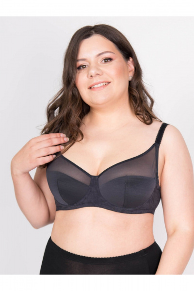 Бюстгальтер из сетки и хлопка для больших размеров Frank&Co 17240 графит - фото 1