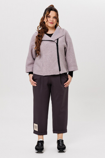 Демисезонный брючный костюм из текстиля и шерсти на каждый день Michel chic 1357/1 графит,серый_кварц - фото 3