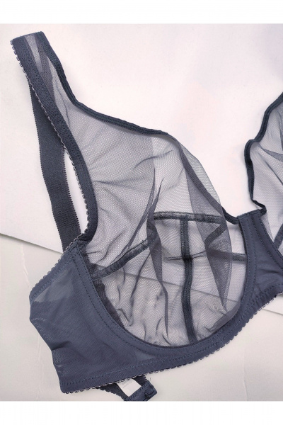 Серый прозрачный бюстгальтер из сетки для больших размеров Frank&Co 11047 графит - фото 14
