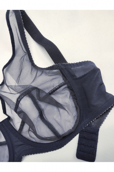 Серый прозрачный бюстгальтер из сетки для больших размеров Frank&Co 11047 графит - фото 13