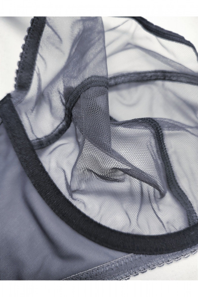 Серый прозрачный бюстгальтер из сетки для больших размеров Frank&Co 11047 графит - фото 9