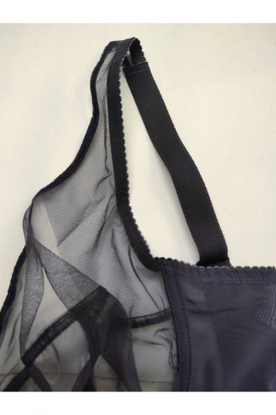 Серый прозрачный бюстгальтер из сетки для больших размеров Frank&Co 11047 графит - фото 8