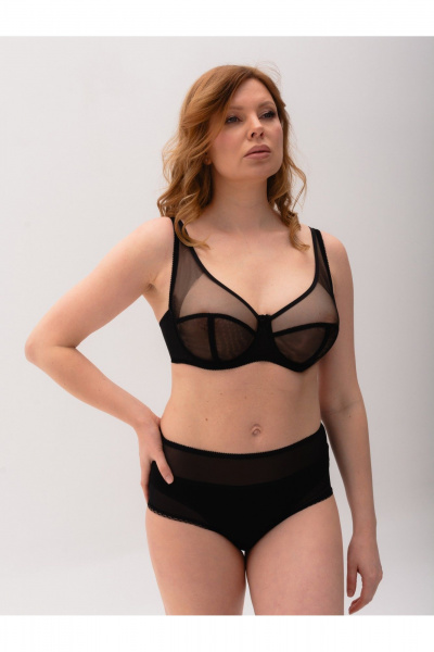 Черный сетчатый бюстгальтер с мягкой чашкой для больших размеров Frank&Co 11247 черный - фото 4