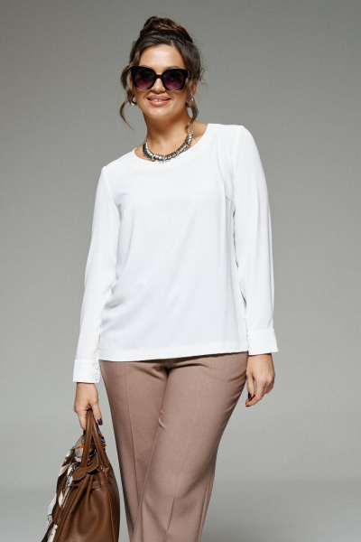 Длинный костюм 3-ка из твида с жилетом и блузой Beautiful&Free 6262 беж+гусиная_лапка - фото 6