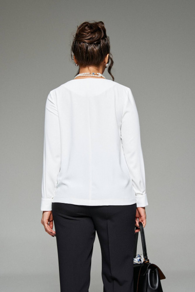 Деловой костюм 3-ка из твида с жилетом и блузой Beautiful&Free 6262 черный+гусиная_лапка - фото 9