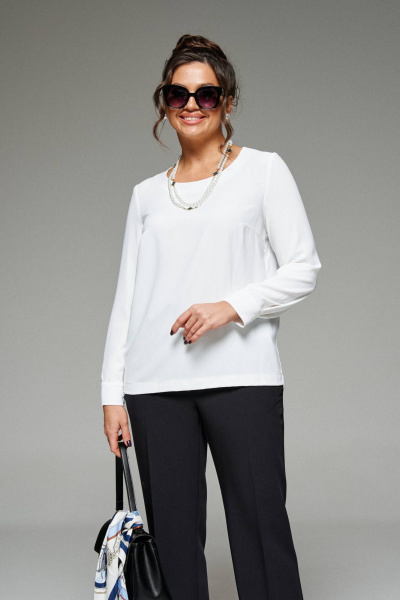 Деловой костюм 3-ка из твида с жилетом и блузой Beautiful&Free 6262 черный+гусиная_лапка - фото 8