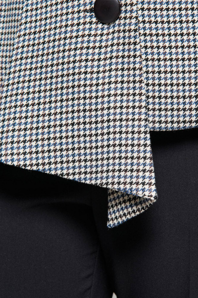 Деловой костюм 3-ка из твида с жилетом и блузой Beautiful&Free 6262 черный+гусиная_лапка - фото 5