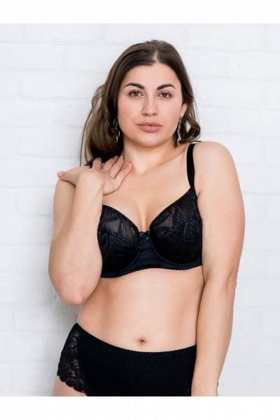 Большеразмерный кружевной бюстгальтер без каркаса Frank&Co 11257 черный - фото 4