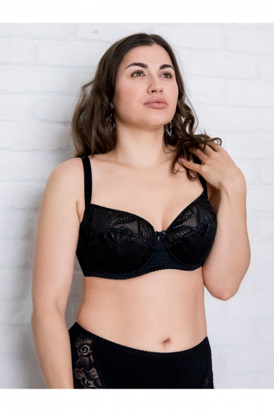 Большеразмерный кружевной бюстгальтер без каркаса Frank&Co 11257 черный - фото 2
