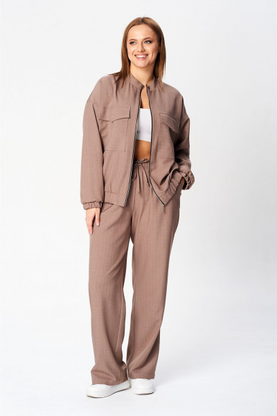 Деловой комплект из костюмной ткани: жакет и брюки Liona Style 927 мокко - фото 5