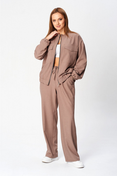 Деловой комплект из костюмной ткани: жакет и брюки Liona Style 927 мокко - фото 1