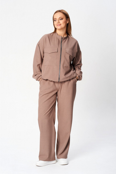 Деловой комплект из костюмной ткани: жакет и брюки Liona Style 927 мокко - фото 4