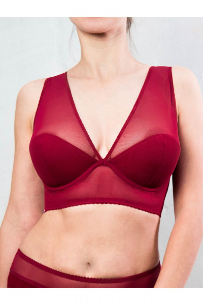 Кружевной бюстгальтер бюстье из сетчатого полотна Frank&Co 11462 красный - фото 1