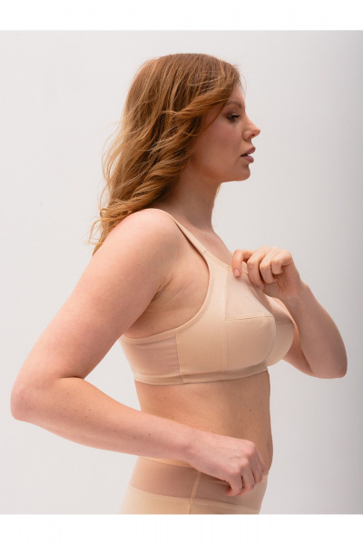 Большие размеры бюстгальтер из трикотажа и сетки Frank&Co 11366 бежевый - фото 3