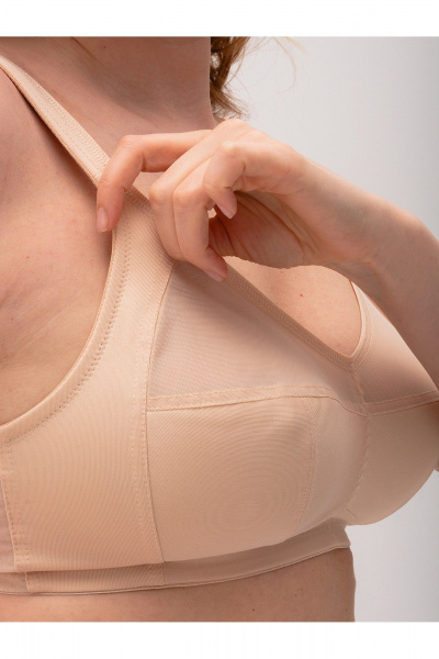 Большие размеры бюстгальтер из трикотажа и сетки Frank&Co 11366 бежевый - фото 2