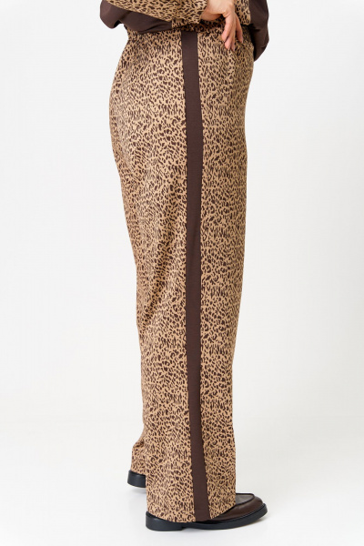 Комфортный комплект джемпер и брюки из трикотажа OVERYOU М190 бежевый_коричневый - фото 7