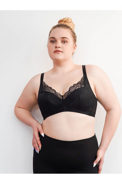 Бескаркасный бюстгальтер с кружевом и утягивающим эффектом Frank&Co 11269 черный - фото 9