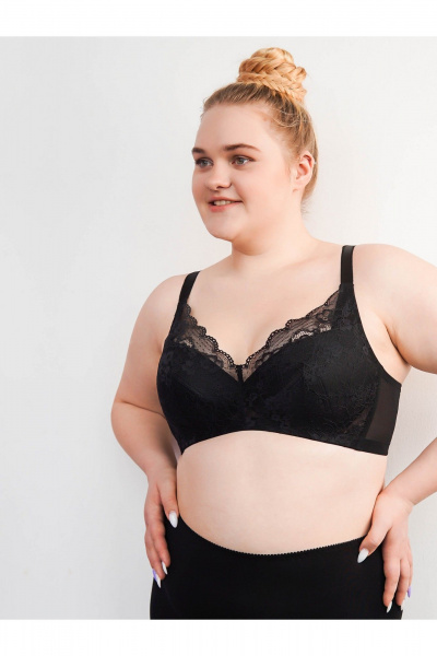 Бескаркасный бюстгальтер с кружевом и утягивающим эффектом Frank&Co 11269 черный - фото 3