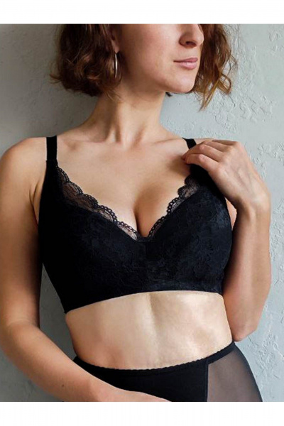 Бескаркасный бюстгальтер с кружевом и утягивающим эффектом Frank&Co 11269 черный - фото 1