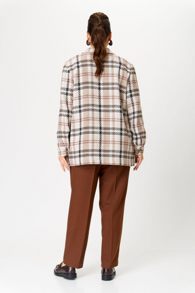 Двойка из бежевых брюках и рубашке оверсайз OVERYOU М191 бежевый_ореховый - фото 2