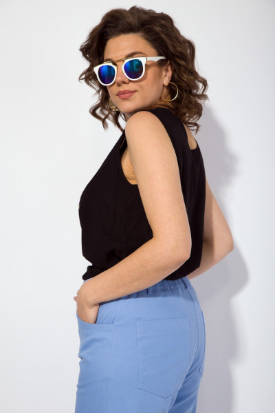 Комплект джинсового стиля жакет и брюки с карманами Liliana 1415 голубой - фото 6