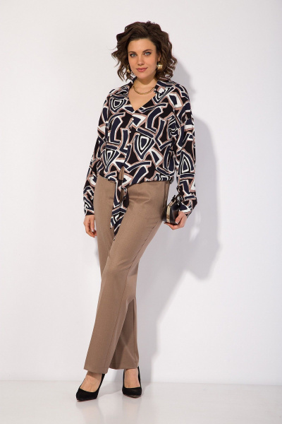 Блуза приталенная на каждый день с драпировкой Liliana 1419 - фото 3