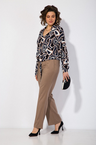 Нарядная блуза с отложным воротником и классические брюки Liliana 1419БрПн - фото 2