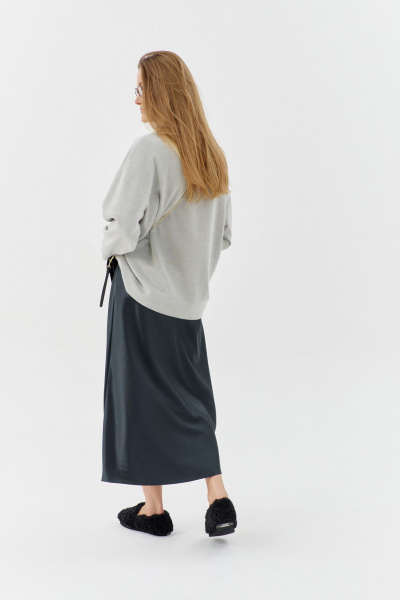 Юбка из струящейся ткани с резинкой и разрезом SODA 4823 графит - фото 2