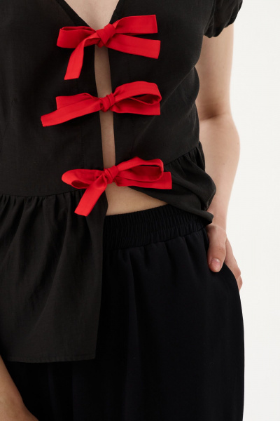 Брюки леновые с поясом резинкой для ежедневного стиля SODA 4835 черный - фото 3