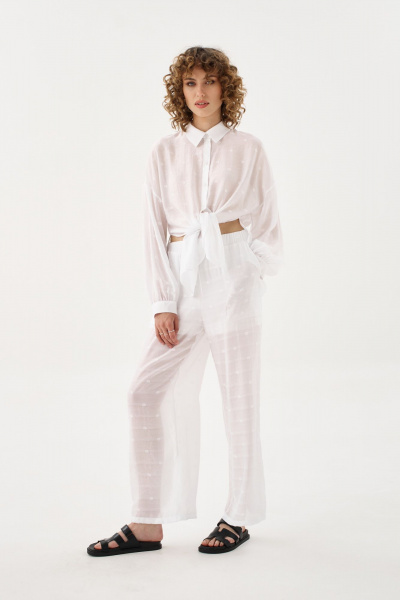 Блуза из легчайшей натуральной ткани с воротником SODA 5851 белый - фото 5