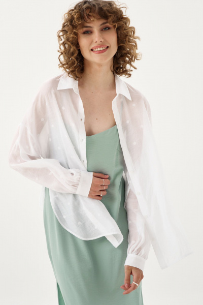 Блуза из легчайшей натуральной ткани с воротником SODA 5851 белый - фото 4