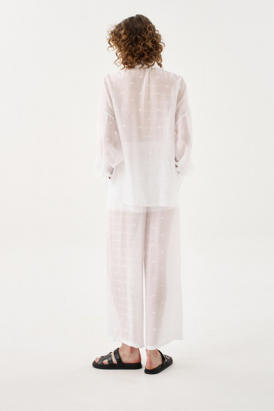 Блуза из легчайшей натуральной ткани с воротником SODA 5851 белый - фото 2