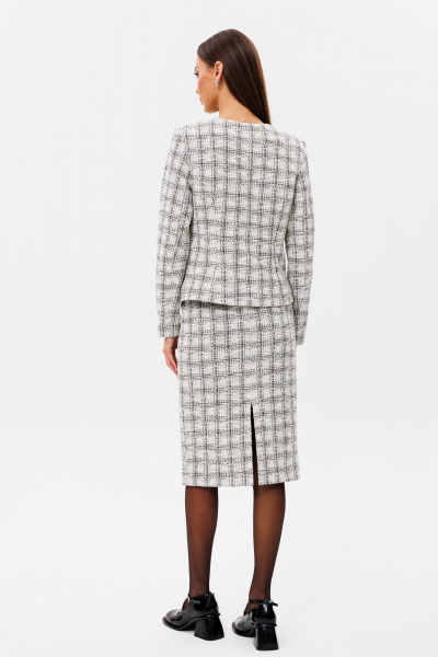 Клеточный деловой костюм жакет и юбка на подкладке Ларс Стиль 975 - фото 4
