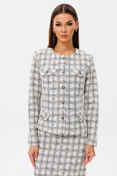Клеточный деловой костюм жакет и юбка на подкладке Ларс Стиль 975 - фото 3