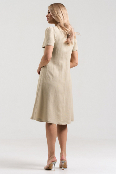 Летнее платье с кокеткой и бантовыми складками AltaModa 1033 бежевый - фото 3