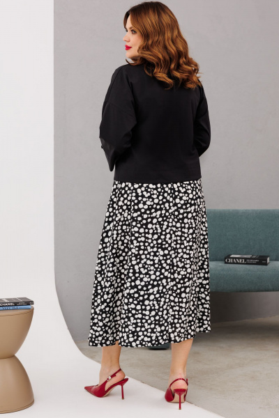 Демисезонная черная блузка со спущенным плечом на пуговицах Anastasia 1201 черный - фото 6