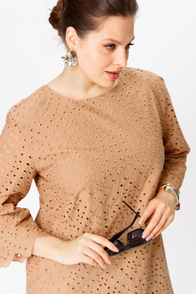 Летнее приталенное платье из хлопкового шитья с рукавом 3/4 SOVA 11272 - фото 7