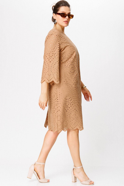 Летнее приталенное платье из хлопкового шитья с рукавом 3/4 SOVA 11272 - фото 4