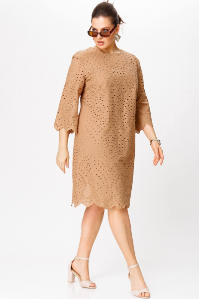 Летнее приталенное платье из хлопкового шитья с рукавом 3/4 SOVA 11272 - фото 3