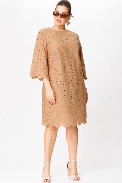 Летнее приталенное платье из хлопкового шитья с рукавом 3/4 SOVA 11272 - фото 2