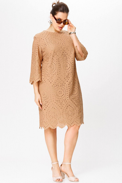 Летнее приталенное платье из хлопкового шитья с рукавом 3/4 SOVA 11272 - фото 1