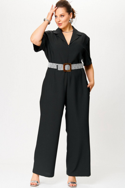 Комбинезон свободный с поясом из текстиля для больших размеров SOVA 11273 - фото 4