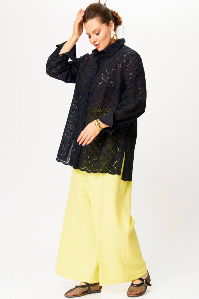 Яркий летний комплект из палаццо и рубашки с вышивкой SOVA 11274 - фото 2