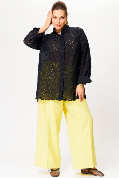 Яркий летний комплект из палаццо и рубашки с вышивкой SOVA 11274 - фото 1