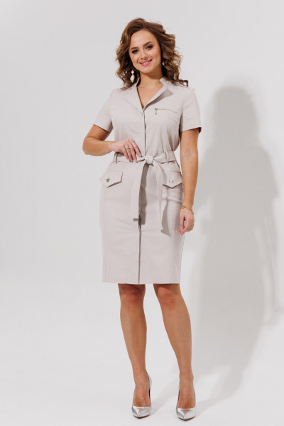 Джинсовое платье-классика длиной 99 см для повседневных образов Galean Style 814.1 бежевый - фото 8