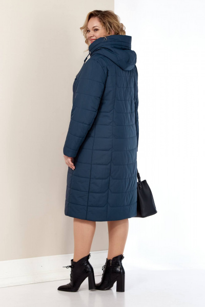 Демисезонное пальто свободного силуэта на синтепоне с капюшоном Shetti 2178 морская_волна - фото 4