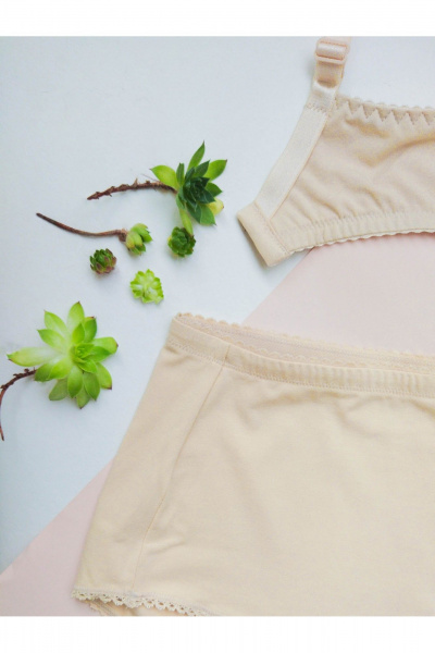 Трусы с высокой посадкой из эластичного хлопка Frank&Co 20303 бежевый - фото 8