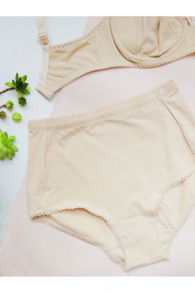Трусы с высокой посадкой из эластичного хлопка Frank&Co 20303 бежевый - фото 7