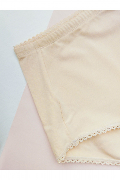 Трусы с высокой посадкой из эластичного хлопка Frank&Co 20303 бежевый - фото 4